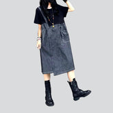 Kleid aus dunklem Denim-Mix