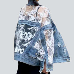 Chaqueta vaquera de tejido de encaje mixto