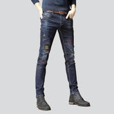 Marineblaue Jeans für Herren mit Verzierung