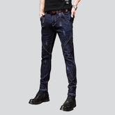 Marineblaue Herrenjeans mit Reißverschlüssen