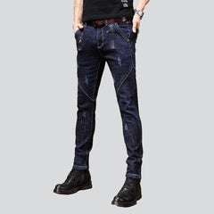 Navy men jeans with zippers