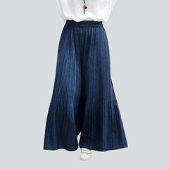 Pantalones vaqueros culotte plisados azul marino