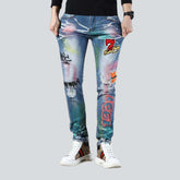 Herrenjeans mit Neon-Farben-Print