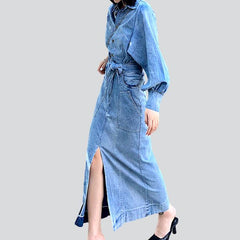 Shirt top long denim dress