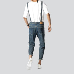 Simple loose men denim jumpsuit