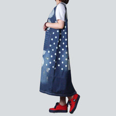 Vestido largo de mezclilla con estampado de burbujas