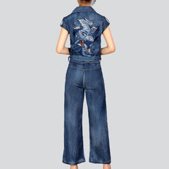 Short sleeve women denim overall