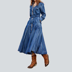 Indian style embroidered denim dress