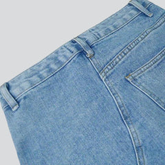 Falda vaquera larga con abertura desgastada