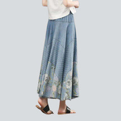 Falda vaquera bohemia con flores