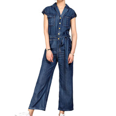 Short sleeve women denim overall