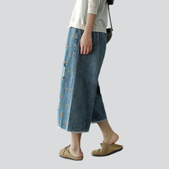 Zerrissene bestickte Culottes-Jeans für Damen