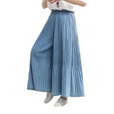 Pantalones vaqueros culotte plisados para mujer