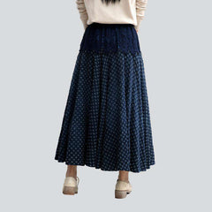 Jeansrock mit Stickerei und elastischer Taille