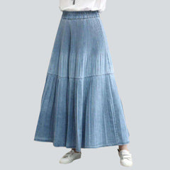 Falda vaquera plisada bohemia