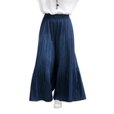 Pantalones vaqueros culotte plisados azul marino
