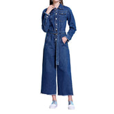 Wide-leg women denim overall