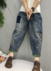 Organic Blue patch applique denim Pants