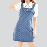Mini-Jeanskleid mit Ornamentstickerei