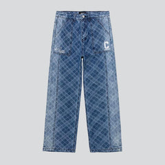 Ornament fabric baggy men jeans