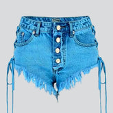 Überfärbte Jeansshorts mit Kordelzug