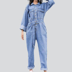 Oversized long sleeve denim overall