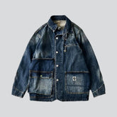 Übergroße, Vintage, geschliffene, geknöpfte Herrenjacke