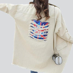 Chaqueta vaquera desgastada y pintada para mujer