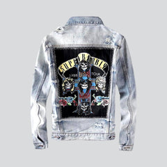 Patched patchwork men denim jacket