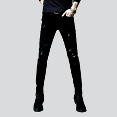 Schwarze zerrissene Jeans mit Flicken für Herren