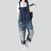 Geflickter zerrissener Damen Jeans Overall