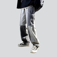 Vaqueros de tiro medio con patchwork para hombre