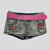Rosa Mini-Jeansrock mit Stickerei