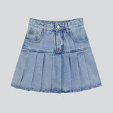 Plissierter Mini-Jeansrock