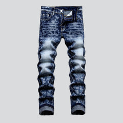 Print wash jeans for men