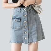 Jeansrock mit Knöpfen und ungesäumten Kanten