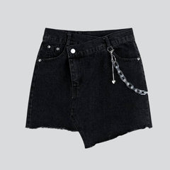Falda pantalón vaquera asimétrica con bajo sin rematar