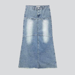 Vintage-Jeansrock mit ungesäumtem Saum