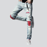 Rote Knie Herren Bikerjeans