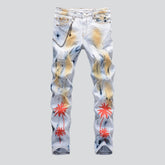 Rote Jeans mit Palmenbemalung für Herren