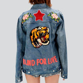 Rote Stern-Jeansjacke für Damen