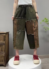 Pantalones vaqueros rectos, cómodos, de retazos y cintura elástica negros retro