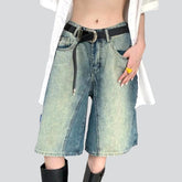 Jeansshorts im Retro-Farbblockdesign