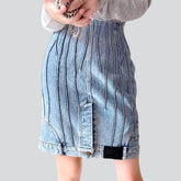 Retro-Jeansrock mit umgekehrter Stickerei