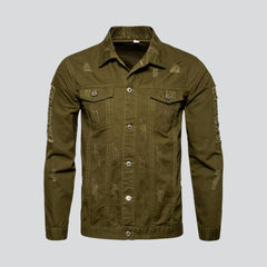 Ripped color men jeans jacket