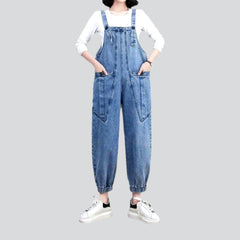 Roomy buttoned pocket denim jumpsuit