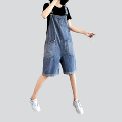 Roomy large pocket denim romper