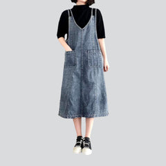 Roomy pocket vintage denim dress