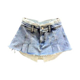 Farbiger Jeans-Skort mit sichtbaren Taschen