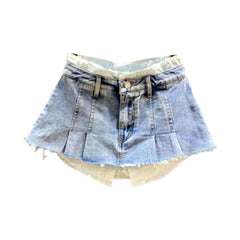 Farbiger Jeans-Skort mit sichtbaren Taschen